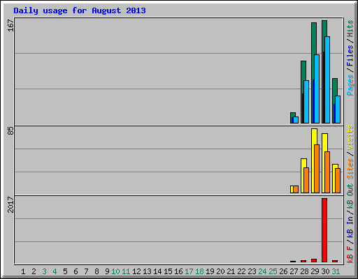 Daily usage for August 2013