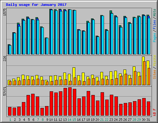 Daily usage for January 2017
