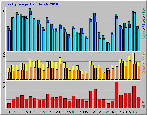 Daily usage for March 2019