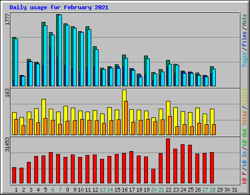 Daily usage for February 2021