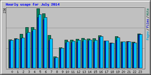 Hourly usage for July 2014