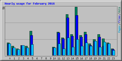 Hourly usage for February 2016