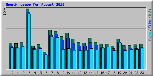Hourly usage for August 2019